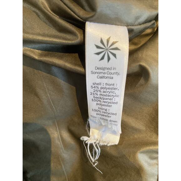 ATHLETA Goose Down Puffer Vest Women Size L Green Zip Up Fleece Front - Picture 5 of 5
